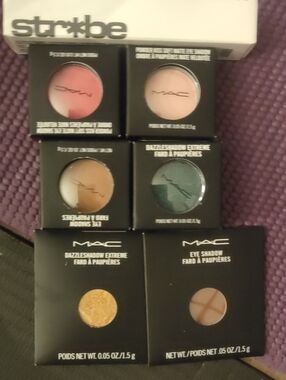 MAC Eyeshadow Singles +strobe beam liquid blush~Bundle of 6pc